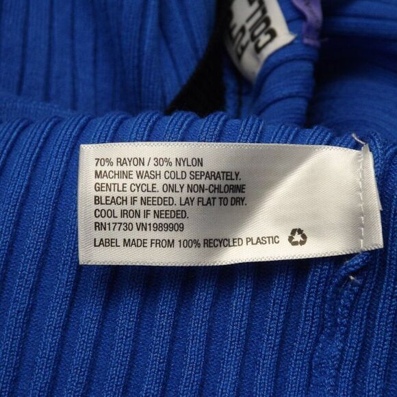 FUTURE COLLECTIVE Dress, XL, Blue Ribbed Knit, Side Buttons, Long sleeve, Stripe - Picture 13 of 15